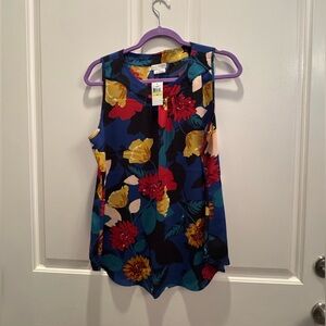 Van Heusen Sleeveless Floral Blouse - Blue, Red, Yellow